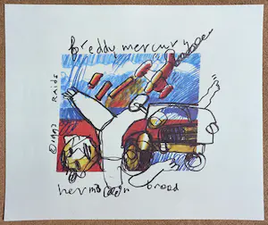 Herman Brood - Freddy Mercury, offset litho - Gratis verzending binnen Nederland! kopen? Bied vanaf 50!