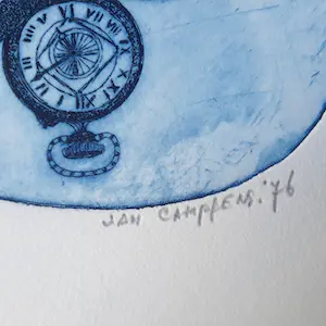Jan Campfens - ets 'Tijd' - INGELIJST - 22175 kopen? Bied vanaf 45!