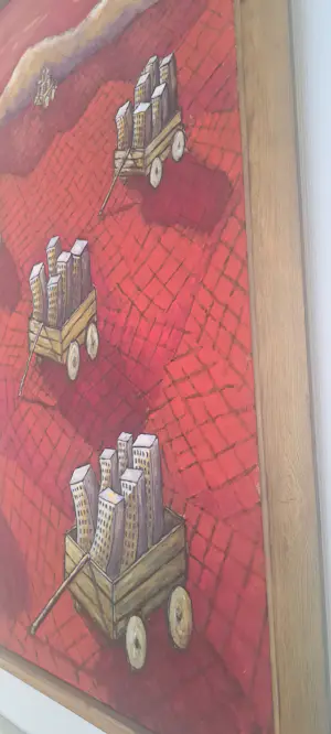 Jacques Tange - Karren in rood landschap kopen? Bied vanaf 250!