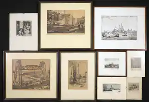 Marius de Jongere - en anderen - Lot van negen stuks ingelijst grafiek verkauft für € 60!