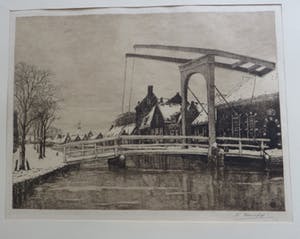 Herman Heuff - Gezicht op Schipluiden. Wintergezicht. kopen? Bied vanaf 20!