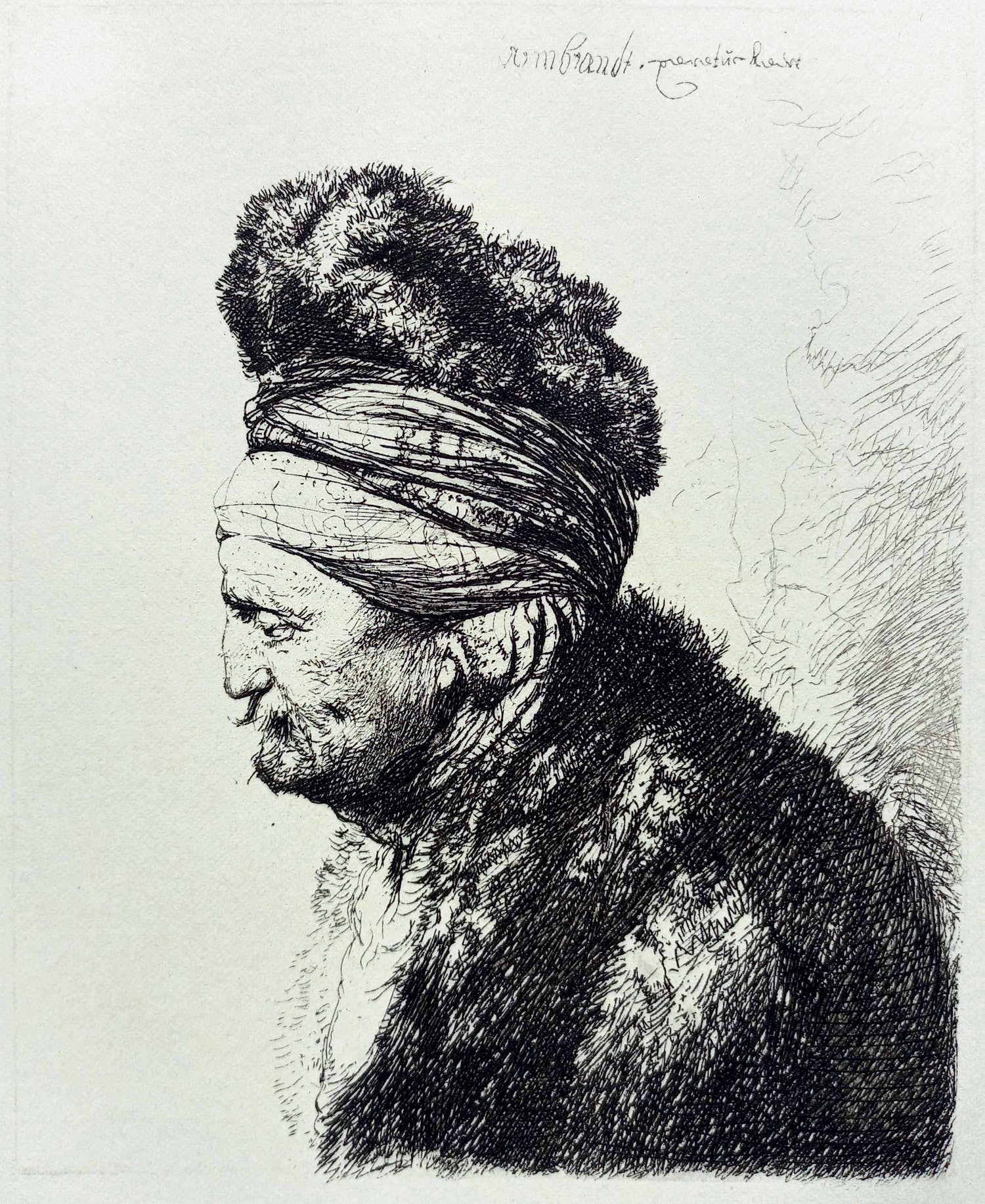 Rembrandt van Rijn - De tweede oosterse kop, ets verkocht voor € 60!