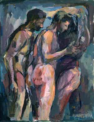 Andrzej Wawrzyniak - Drie mannen - studie verkocht voor € 75!