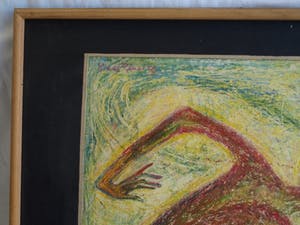 Klaas Pijlman - Pastelkrijt , “Dansende figuren” – 1959 - ingelijst , 75 x 67 cm kopen? Bied vanaf 40!