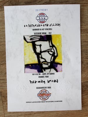 Herman Brood - acryl op doek: gezegend wrak - 1992 +HB-M certificaat kopen? Bied vanaf 3900!