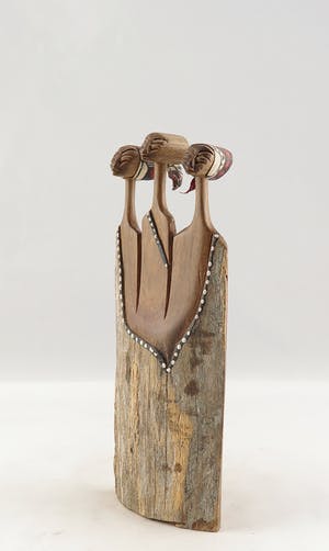 Niet of onleesbaar gesigneerd - Brons, keramiek, steen en hout, Lot van 4 sculpturen kopen? Bied vanaf 10!