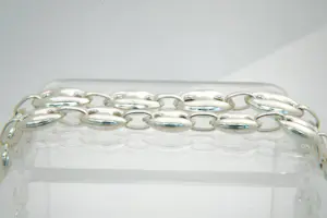 92 - Complementaire 1e geh. zilveren SET collier + armband - koffieboon schakel kopen? Bied vanaf 120!