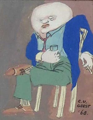 Chris van Geest - Gouache met potlood, Zittend figuur kopen? Bied vanaf 35!