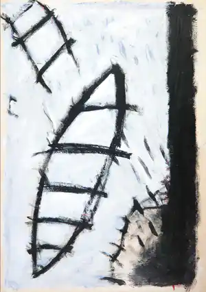 Barney de Krijger - Gouache op japans papier, Zonder Titel (Groot) verkocht voor € 50!