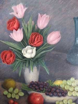 Frans Simons - Stilleven met bloemen, druiven en vaas kopen? Bied vanaf 15!