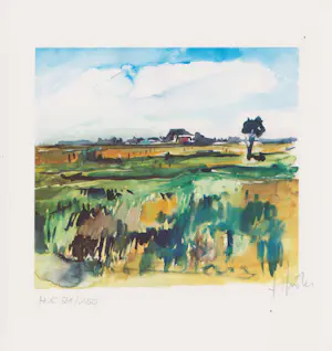 Manfred Grommelt - e.a: zes handgesigneerde zeefdrukken: Landschappen kopen? Bied vanaf 29!