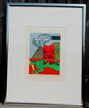 Corneille - Ingelijste kleurenlitho: Le volcan fête - 1984 kopen? Bied vanaf 275!