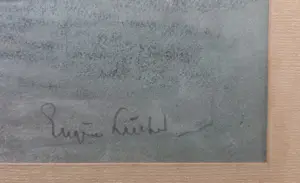 Eugene Lucker - Kerkinterieur. Pastelkrijt. Groot. kopen? Bied vanaf 369!