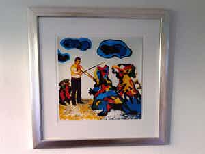 Karel Appel - De Tovenaar........ prachtig ingelijst !! verkocht voor € 300!