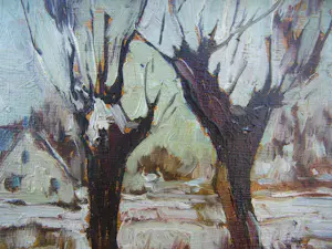 Edmond von Sijben de Maroije - Winterlandschap met knotwilgen. kopen? Bied vanaf 60!