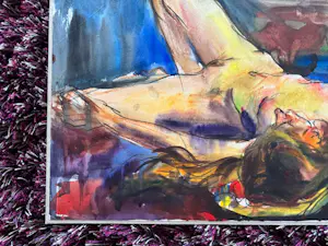 Bob ten Hoope - liggend naakt - opgeplakte aquarel kopen? Bied vanaf 75!