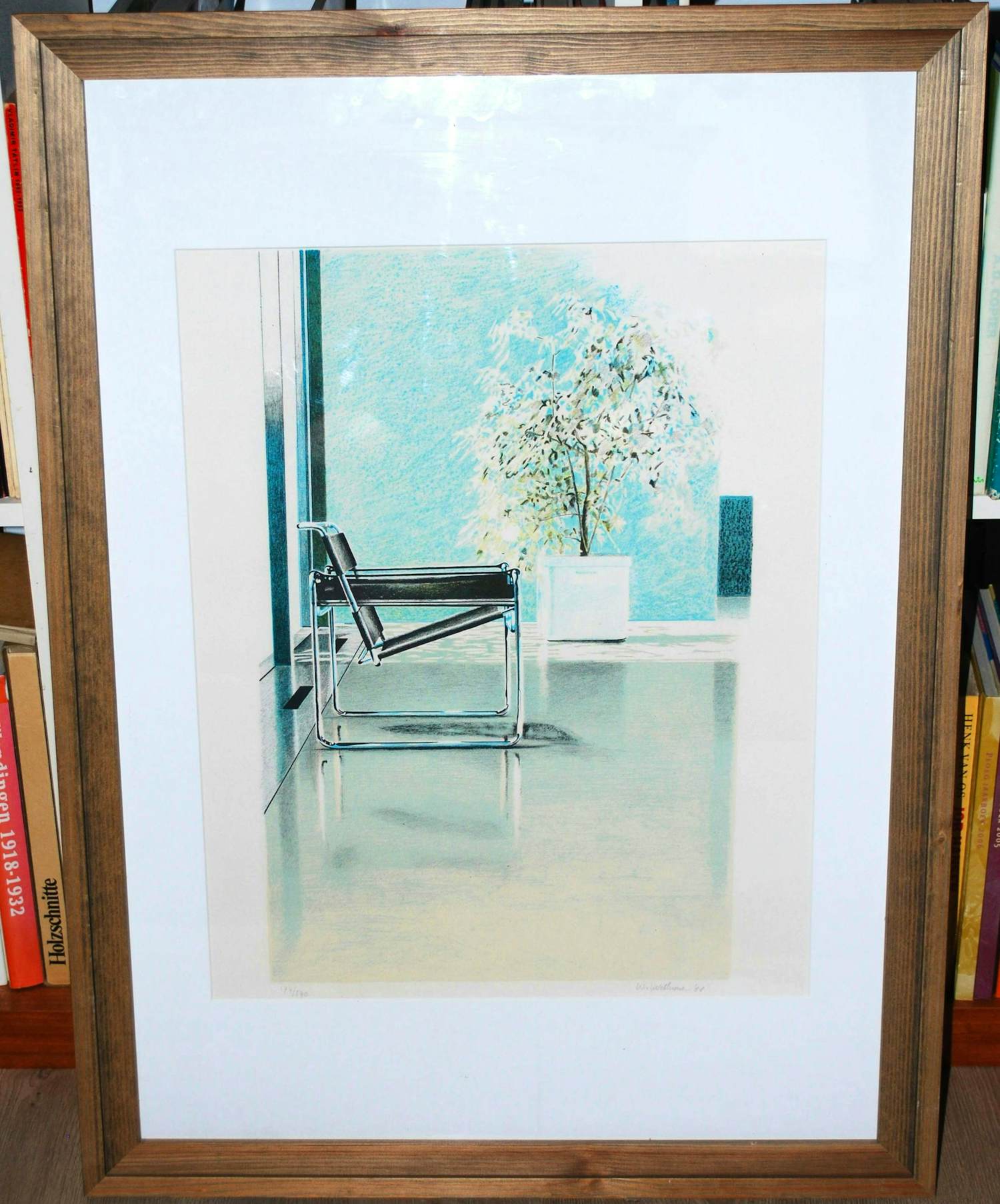 Buy Willem van Veldhuizen - Marcel Breuer's Wassily stoel (1925) - litho - handgesigneerd en ingelijst? Bid from 175!
