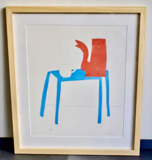 Klaas Gubbels - Litho - Rode kan op blauwe tafel Nr.94 - Geheel nieuw ingelijst kaufen? Bieten Sie von 550!