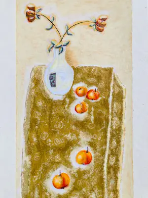 Lita van Engelenhoven - Stilleven met tulpenvaas en vijf appels kopen? Bied vanaf 65!