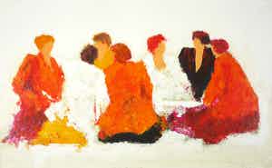 Wil Willemsen - Zeefdruk op geschept papier, All together now (Groot) verkocht voor € 50!