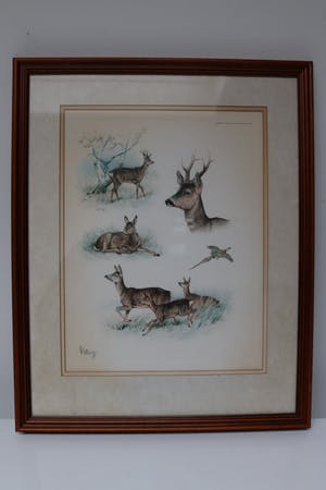 George Frederic Rotig - Cerf avec chevreuil et faisan kopen? Bied vanaf 50!