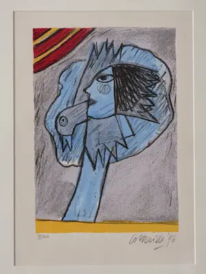 Corneille - Visage et Oiseau bleu - Handgesigneerd - 1996 kopen? Bied vanaf 150!