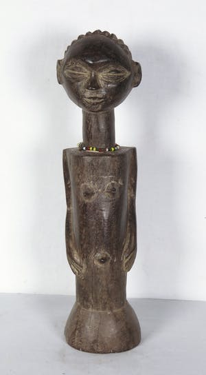 Bembe - Houten pop / tevens vruchtbaarheidsbeeld met kralenketting kopen? Bied vanaf 1!