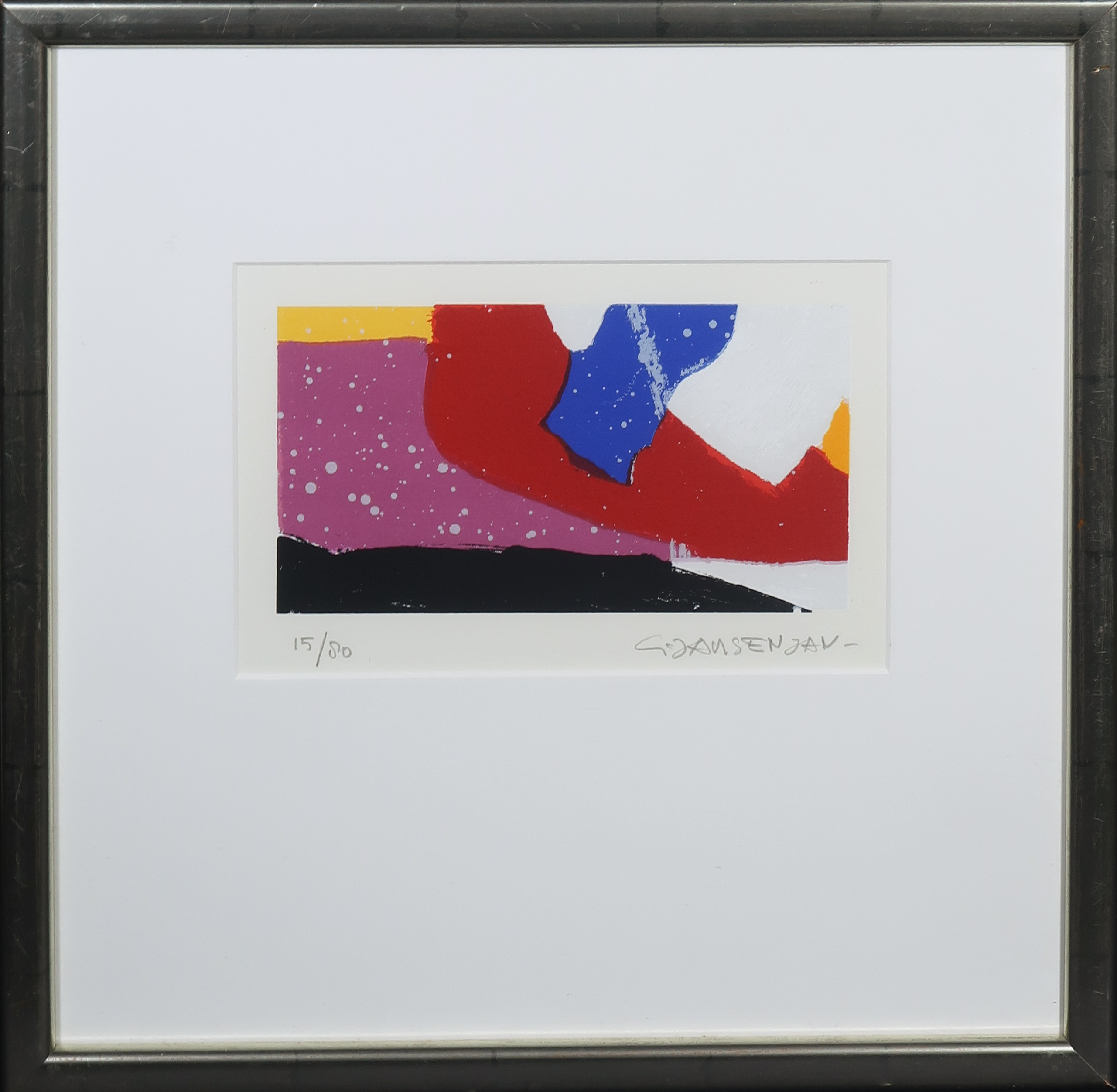 Geert Jan Jansen - Zeefdruk, Abstracte compositie I - Ingelijst verkocht voor € 50!