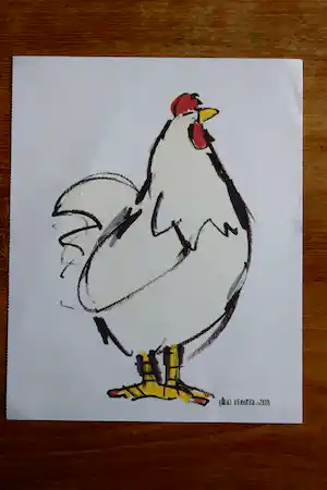 Ellen Meuwese - zeefdruk - Kip - 2000 verkocht voor € 40!
