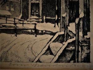 Cornelis Brandenburg - Originele gesigde 1920 ETS - Amsterdam "de Jordaan en Westerkerk in de sneeuw" kopen? Bied vanaf 10!