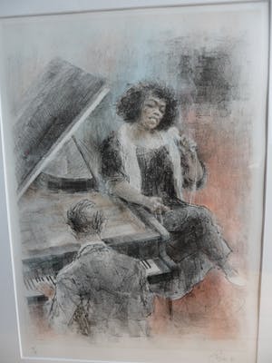 Piet Klaasse - Ingelijste litho , Sarah Vaughan – gesigneerd - 1992 kopen? Bied vanaf 80!