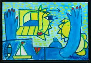 Hannes Kuiper - Olieverf op doek, Zonder titel V - Ingelijst verkocht voor € 1!