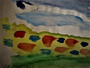 Gerard Schaperkotter - 1994 - Lyrisch Abstract Aquarel "Hollands landschap" gesigneerd kopen? Bied vanaf 32!