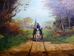 Joke Hartman-Elias - Landschap met boer en kar jaren '50 kopen? Bied vanaf 65!