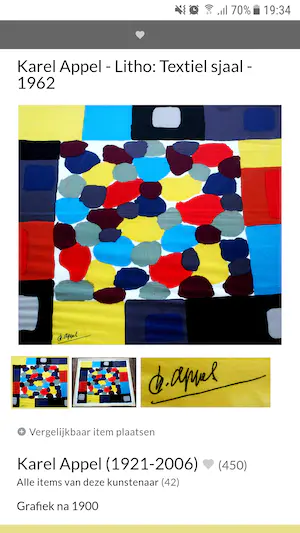 AcheterKarel Appel - Litho: Textiel sjaal - 1962? Enchérissez de 480!