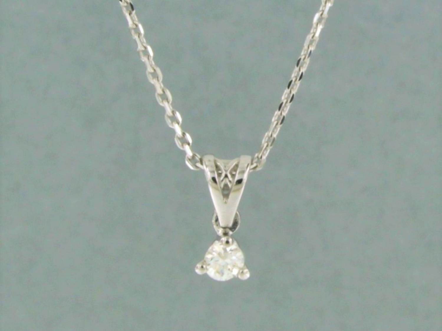 14k witgouden collier met Bolsjewiek geslepen diamant 0.09ct - 45cm kopen? Bied vanaf 220!