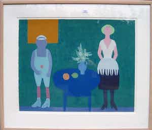 Jan Roede - Interieur met figuren verkocht voor € 150!