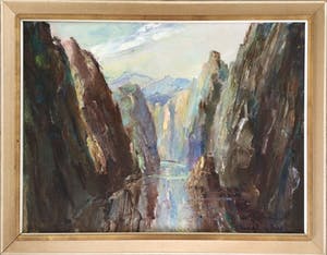 Dienke de Vries-Rohde - Fjord | Groot olieverfschilderij kopen? Bied vanaf 99!