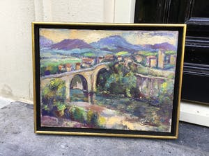 Jan Harmannus Lambeck - C4784-12, Rivierlandschap met stenen brug kopen? Bied vanaf 250!