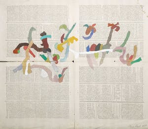 Henri Plaat - Gouache op krantenpapier, Zonder titel kopen? Bied vanaf 1!