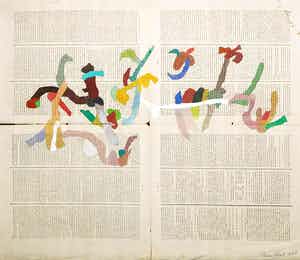 Henri Plaat - Gouache op krantenpapier, Zonder titel verkocht voor € 1!