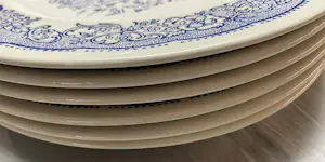 Wedgwood - Set van 6 Antieke Blauw-Witte Dinerborden - Coaching Scenes - 25cm kopen? Bied vanaf 25!