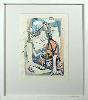 Ruud van der Beele - Gemengde techniek op papier, Z.t. Abstract - Ingelijst kopen? Bied vanaf 1!