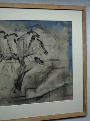 Jan Meijer - Ingelijste gouache , Kurkeikenbomen in Collioure - 1950 kopen? Bied vanaf 200!