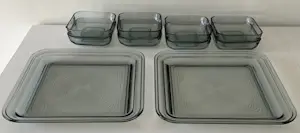 Andries Dirk Copier - 2 x saffier blauwe vijfdelige vierkante persglazen hors d'oeuvre-set 'Primula" kopen? Bied vanaf 33!