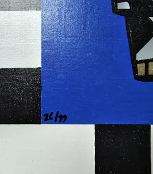 Jacqueline Schäfer - Cow Blue op linnen - 99 ex. kopen? Bied vanaf 59!