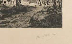 Willem Steelink (jr.) - Ets, Landschap bij maanlicht naar schilderij van Aert van der Neer kopen? Bied vanaf 35!