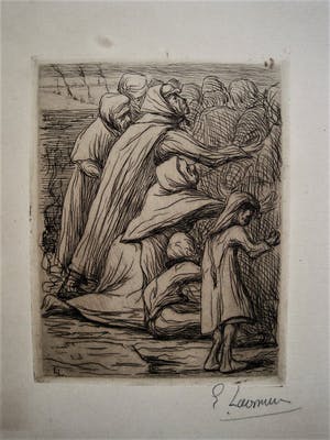 Eugene Laermans - Belgie 1900 - Sociaal bewogen Expressionist - gesigneerde ETS - "Armoede" kopen? Bied vanaf 28!