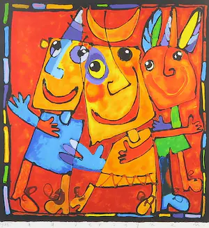 Ad Verstijnen - Zeefdruk, Indianenverhalen - Ingelijst kopen? Bied vanaf 1!