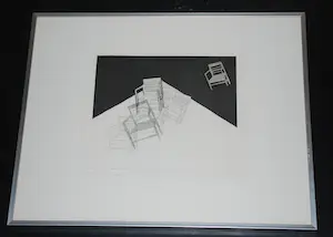 Anneke van der Mandele - Stoeltjes - ets - oplage 50 kopen? Bied vanaf 65!